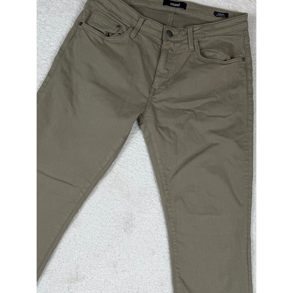 Mavi Marcus Slim Straight Leg Pants Mens 34x31 Olive Khaki Green Twill Trousers